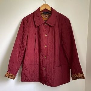 Evan Picone burgundy quilted puffer jacket, plus size 18W